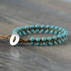 Flower of the Desert Turquoise Beaded Wrap Bracelet